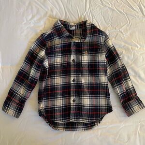 GAP Kids Plaid Button-Down Shirt - Navy, Red, and White